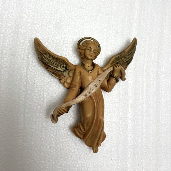 Vintage ⚜️💛⚜️ Resin Angel Gloria Banner Nativity Figure 5"  Italy # 609 - Picture 6 of 9